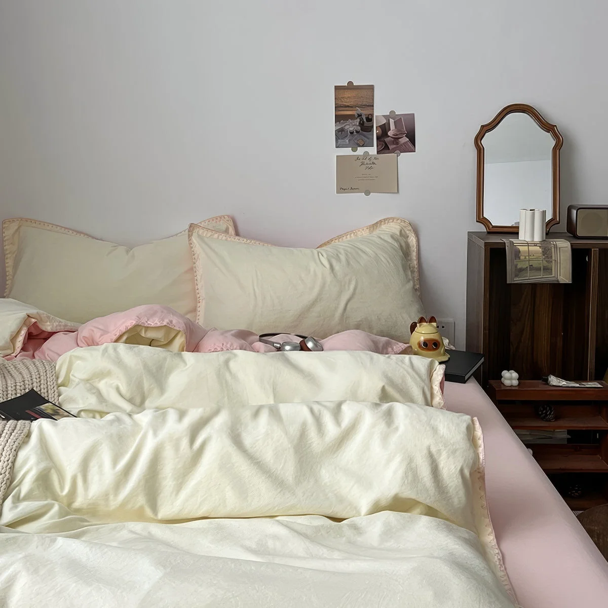 Solid Pale Pink Yellow Pastel Bedding Set Superior