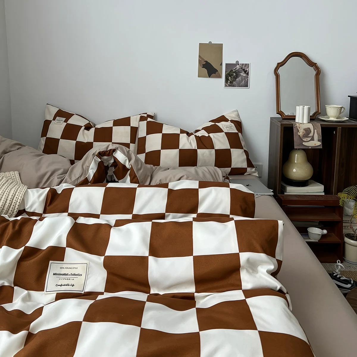 Original Brown Checkered Bedding Set Fast