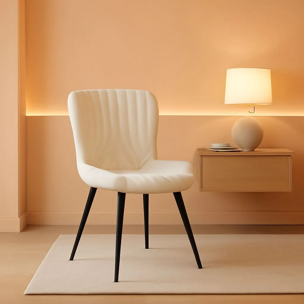 Expertly Made Beige Upholstered PU Leather Space Saving Ergonomic Dining Chair Set Consistent