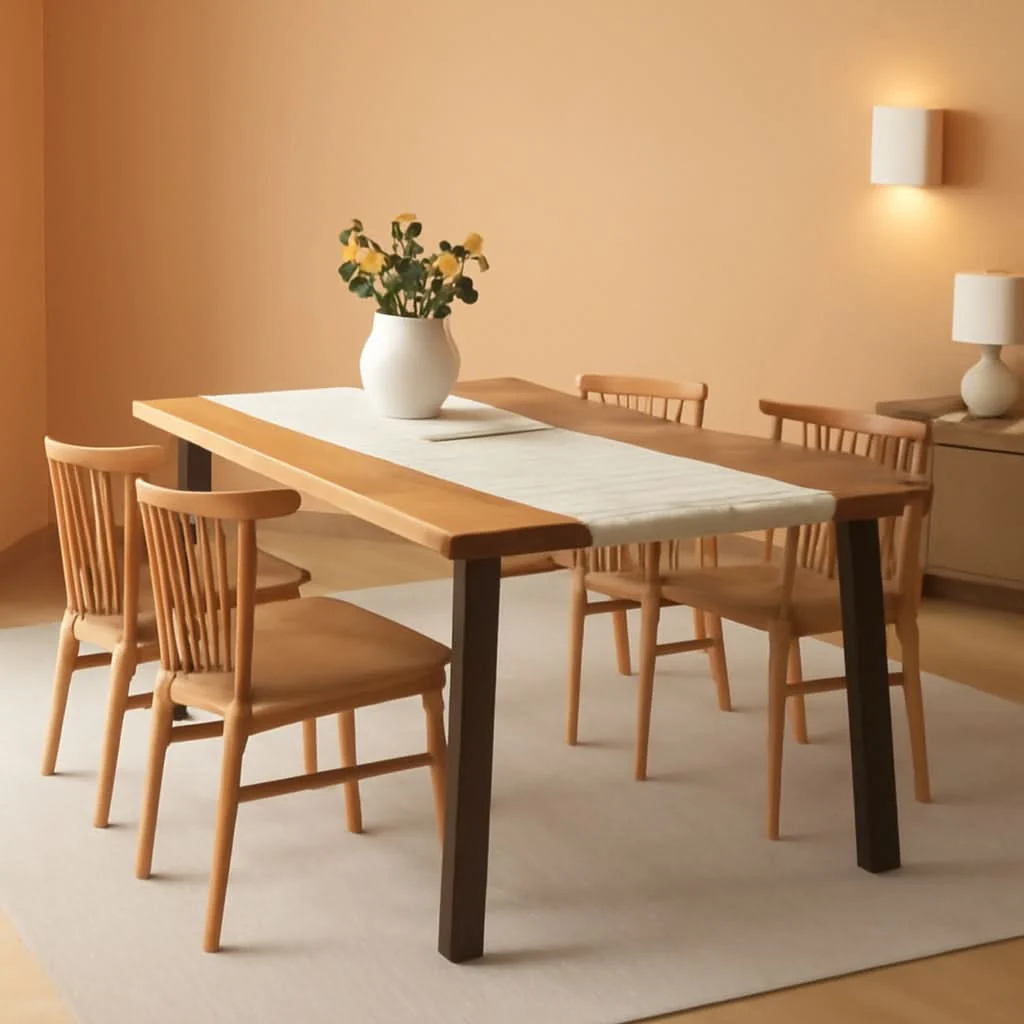 Efficient Acacia Wood Dining Table For 6 With Iron Legs IndoorOutdoor Pure
