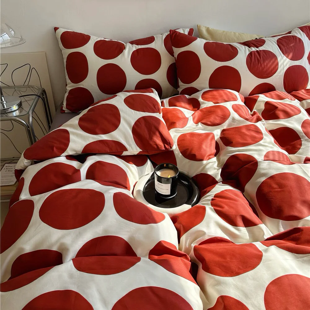 First-Class Red Large Polka Dot Bedding Set Smart
