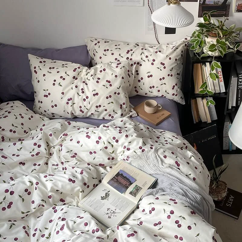 Quality Purple Cherries Bedding Set Soft