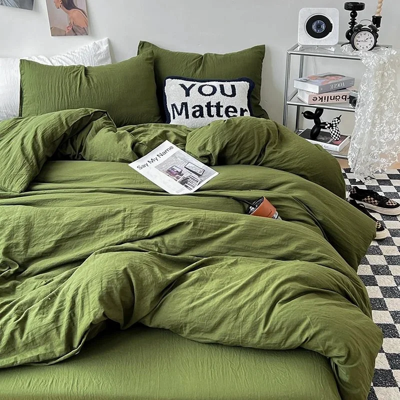 Reliable Crumpled Solid Color Sheets Bedding Set Proven