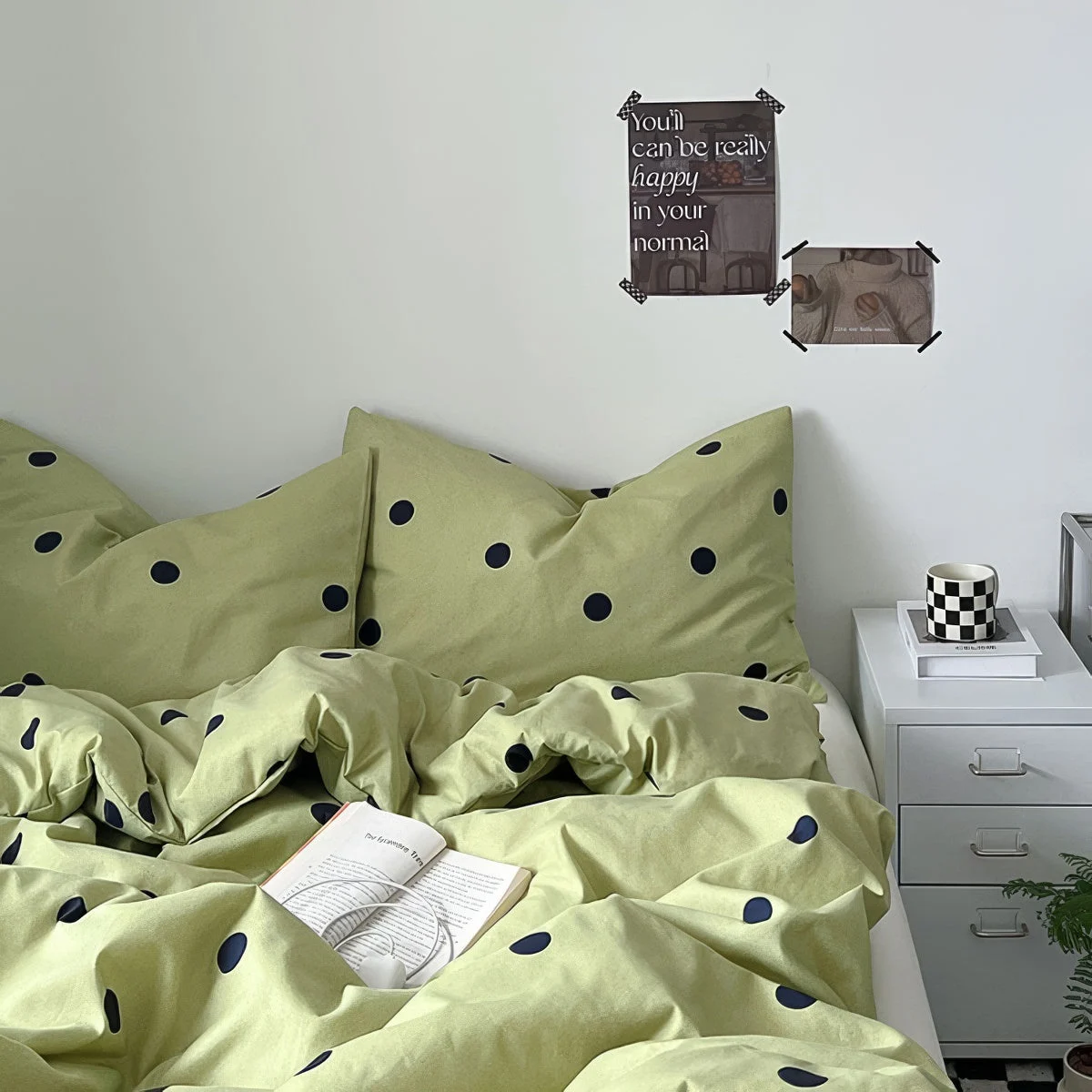 Elite Sage Green Polka Dot Bedding Set Verified