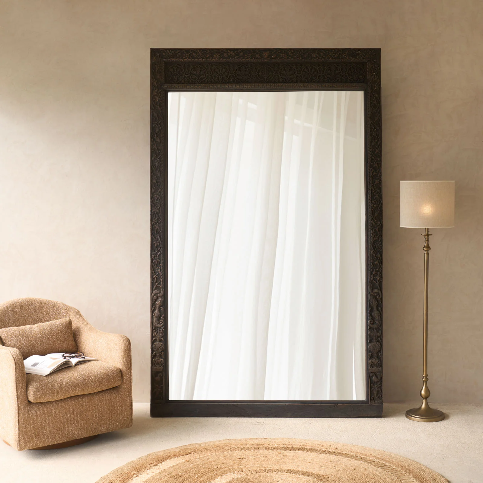 Exclusive Vintage Carved Mirror Frame Rustic Espresso Original Design