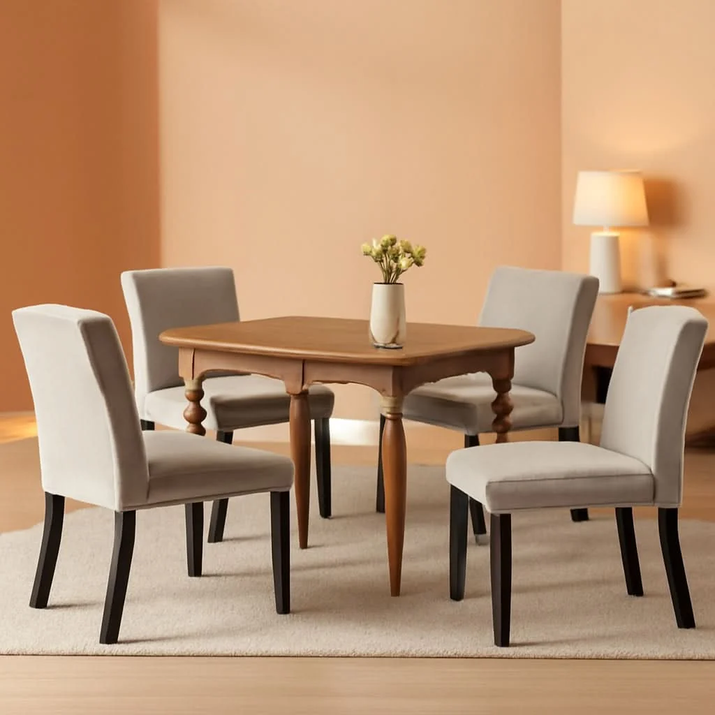 Relaxed Corduroy Upholstered Dining Chairs With Wood Legs Set Of 6 Soft