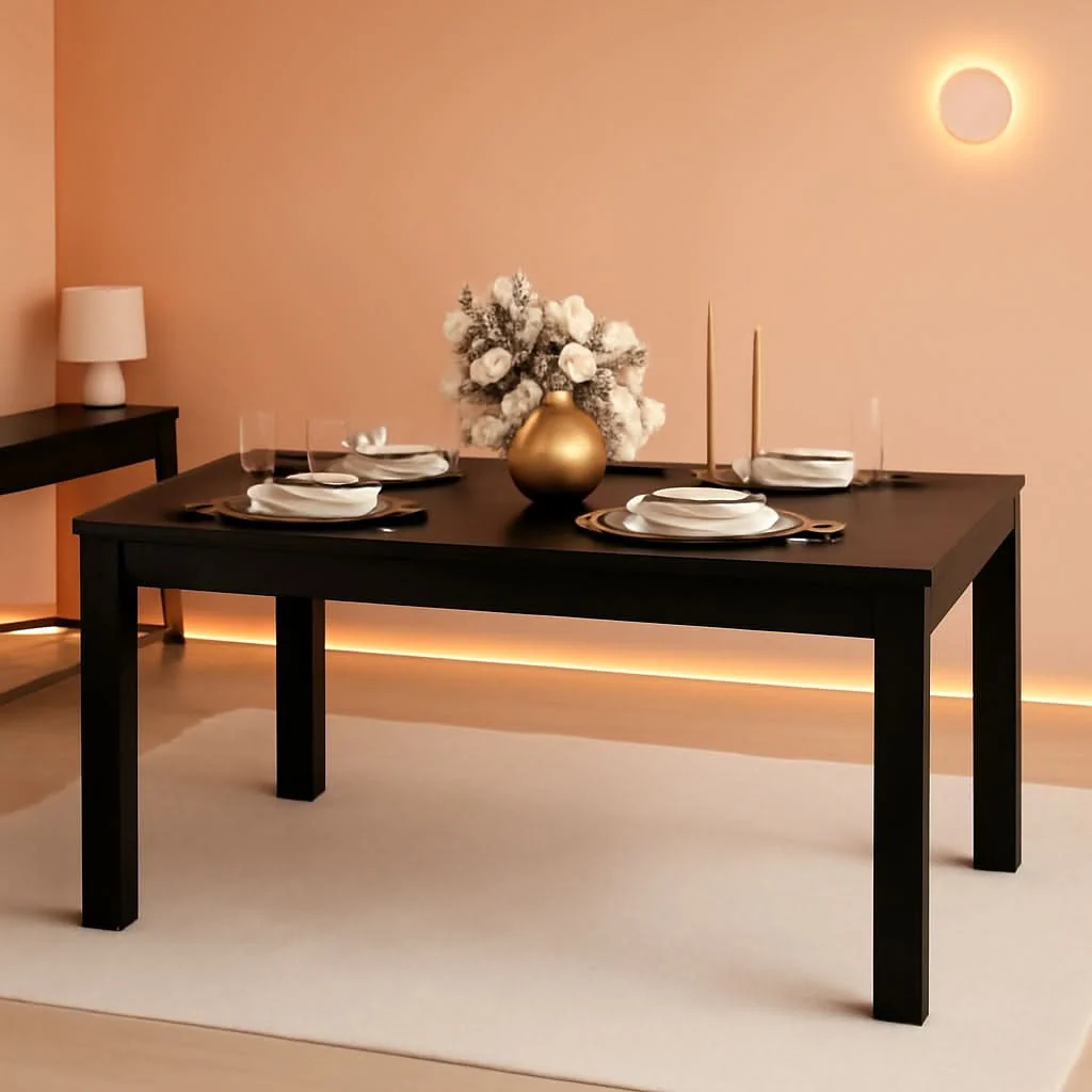 Professional 63 Inch Black Dining Table For 6 Modern Home Kitchen High-Performance