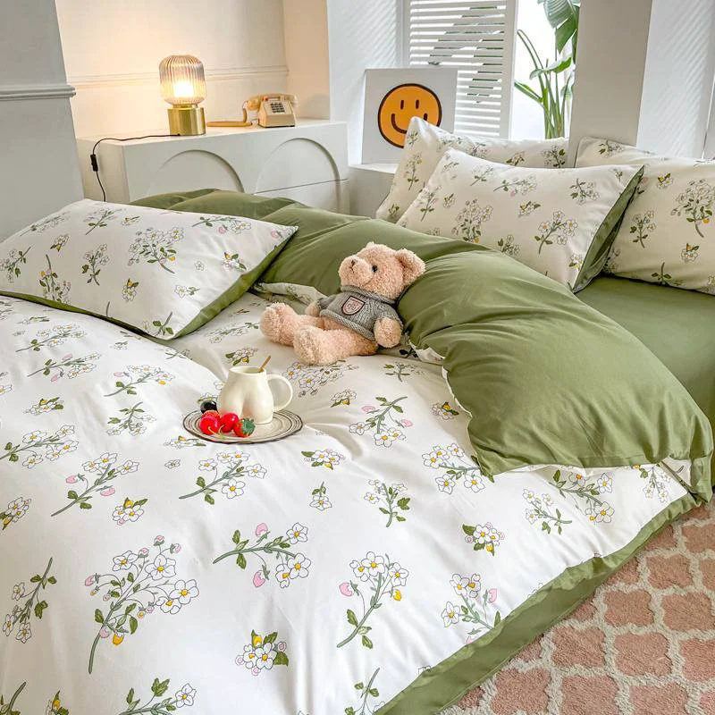 Comfortable Sage Green Wildflowers Bedding Set Flexible