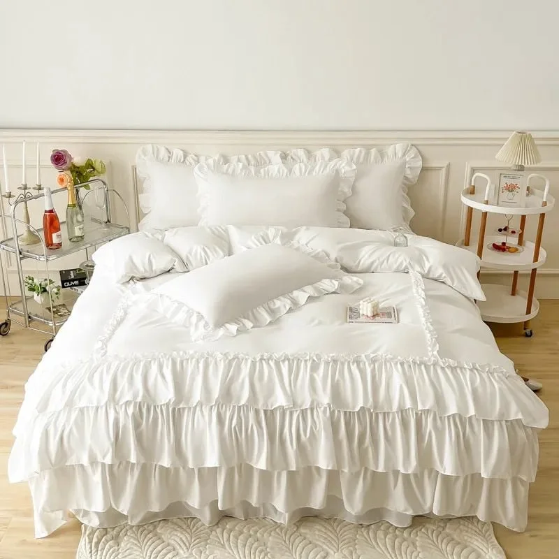 Dependable Lush Ruffles Duvet Cover Set Clean