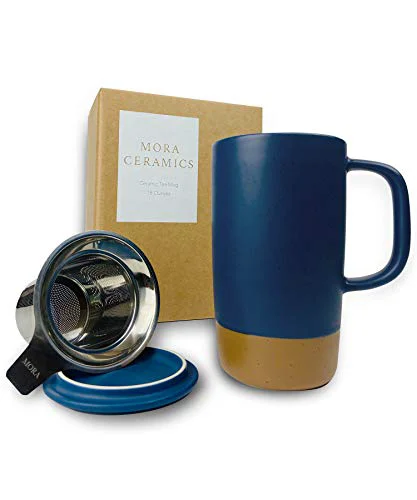 Proven Mora Ceramics Large Tea Mug with Loose Leaf Infuser and Ceramic Lid First-Class