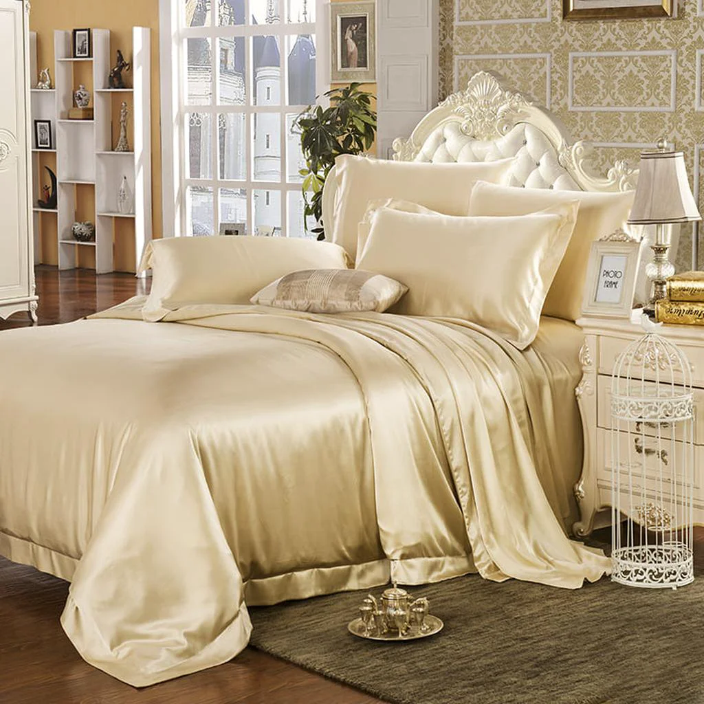 Powerful 19 Momme Silk Duvet Cover Set – Gold Classic