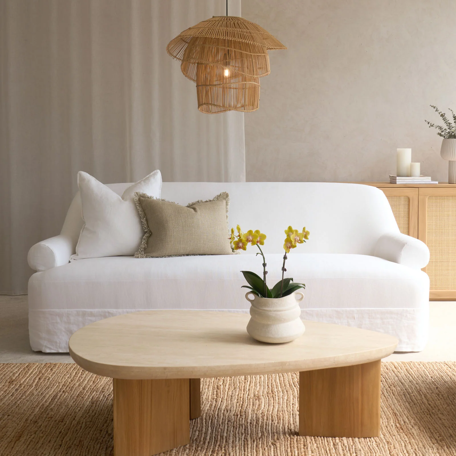 Excellent Lucca Fabric Sofa Snow 214cm Certified