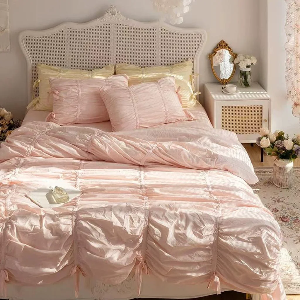 Innovative Princess Ruched Bedding Set – Pink Refined