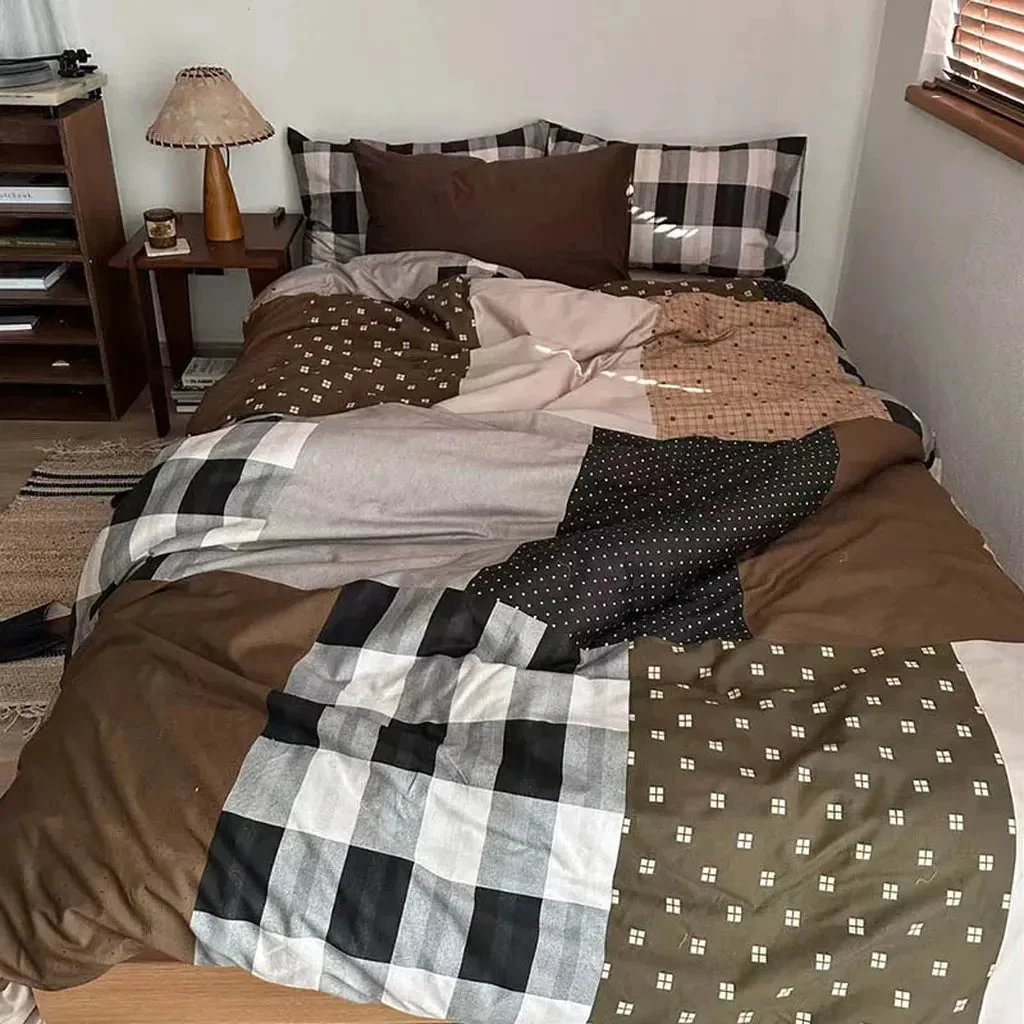 Enhanced Autumn Mocha Plaid Duvet Cover Exclusive