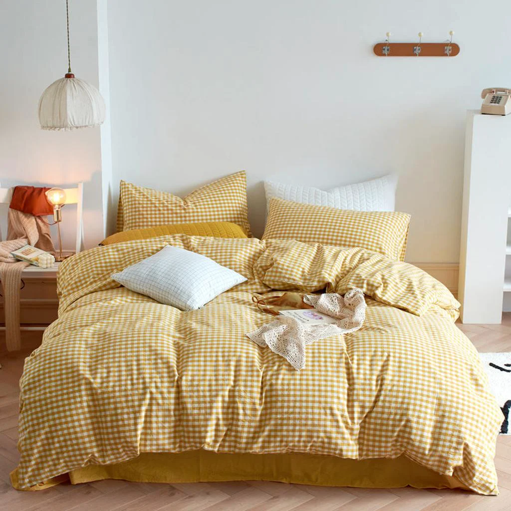 Advanced Cotton Small Gingham Duvet Cover – Yellow Innovative