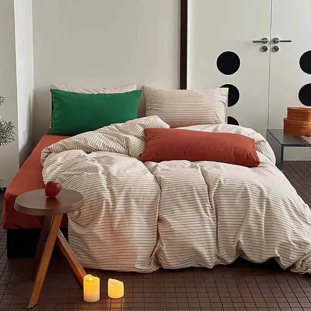 Organic Vintage Red Striped Duvet Cover Advanced