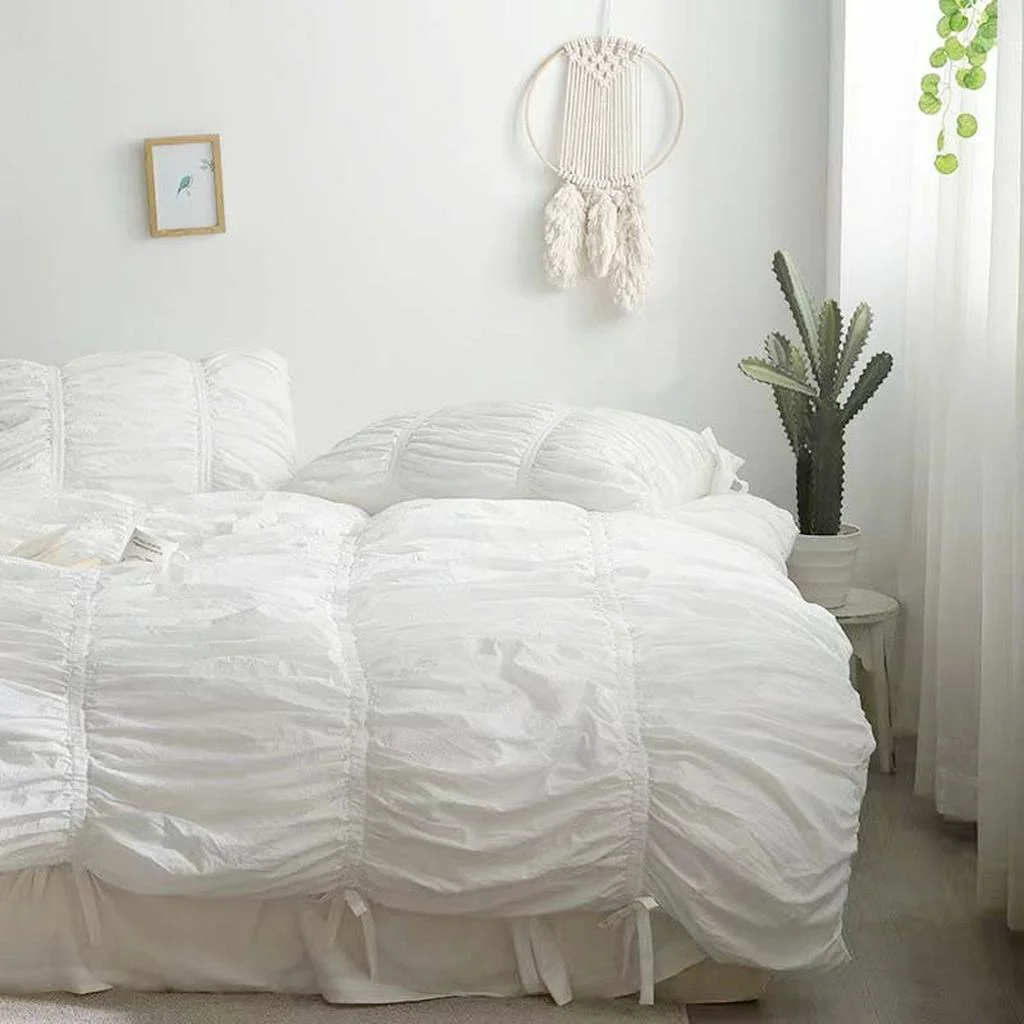 Authentic Princess Ruched Bedding Set – White Efficient