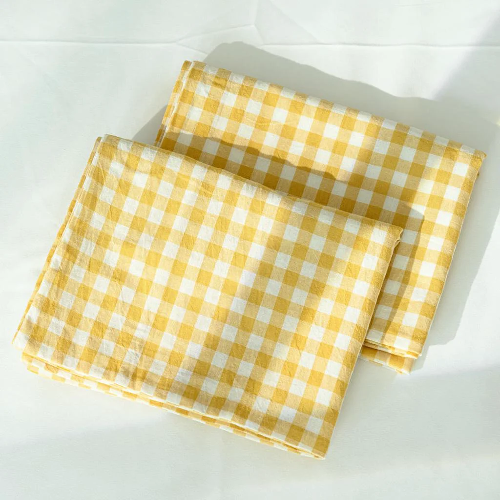 Healthy Cotton Small Gingham Pillowcases – Yellow Authentic