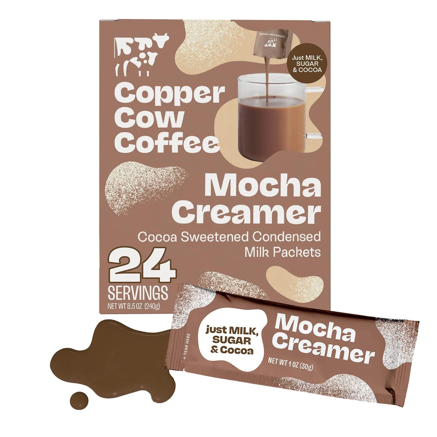 Comfortable Copper Cow Coffee Sweetened Mocha Milk Creamer Singles 24 pack Vietnamese Inspired Coffee Creamer Efficient