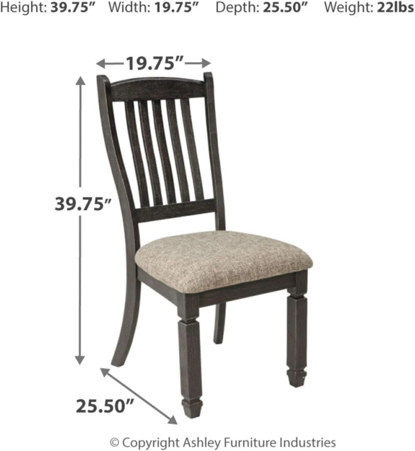 High-Performance Upholstered Dining Chair 20 Inch Antique Black Set Of 2 Original Design