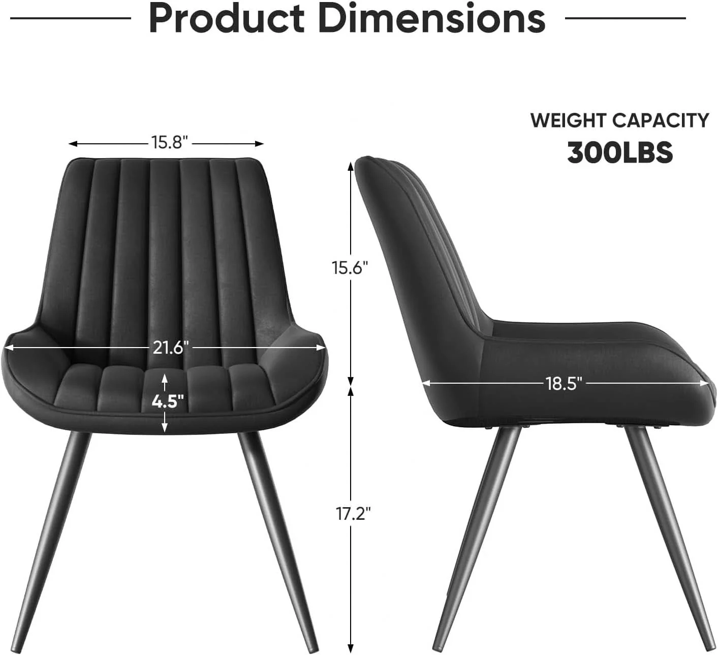 Expertly Made Black Modern Dining Chairs Set Of 4 With Thick Cushions Authentic