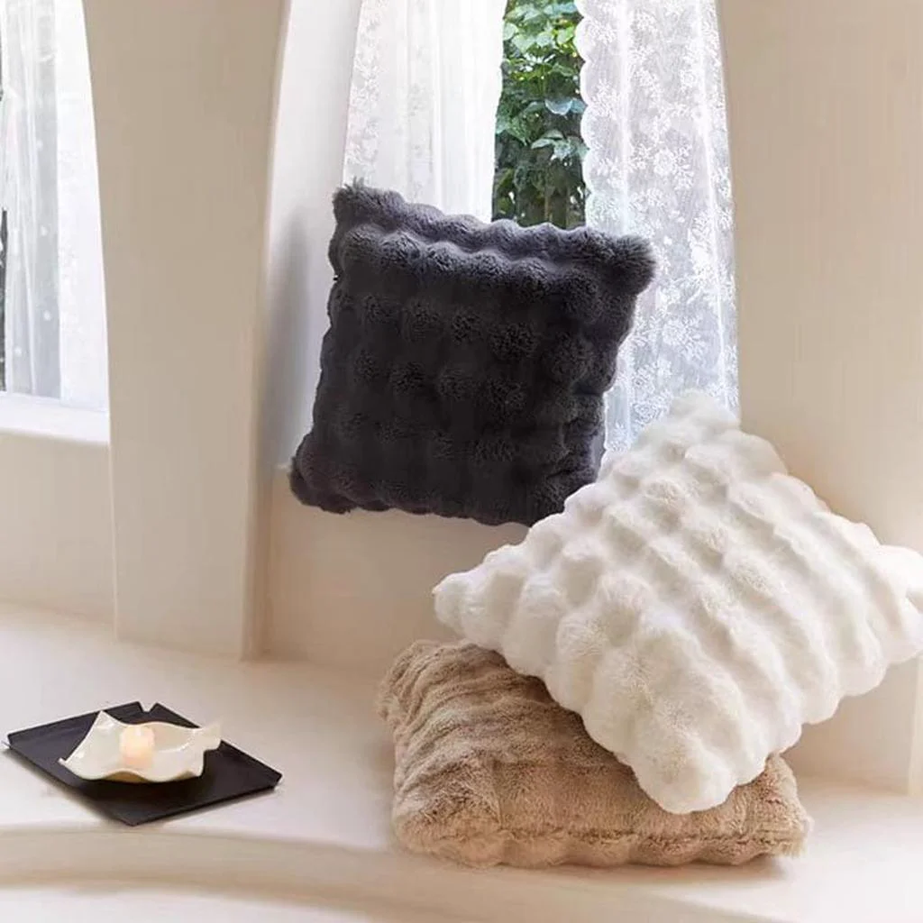 World-Class Rabbit Faux Fur Pillow Durable