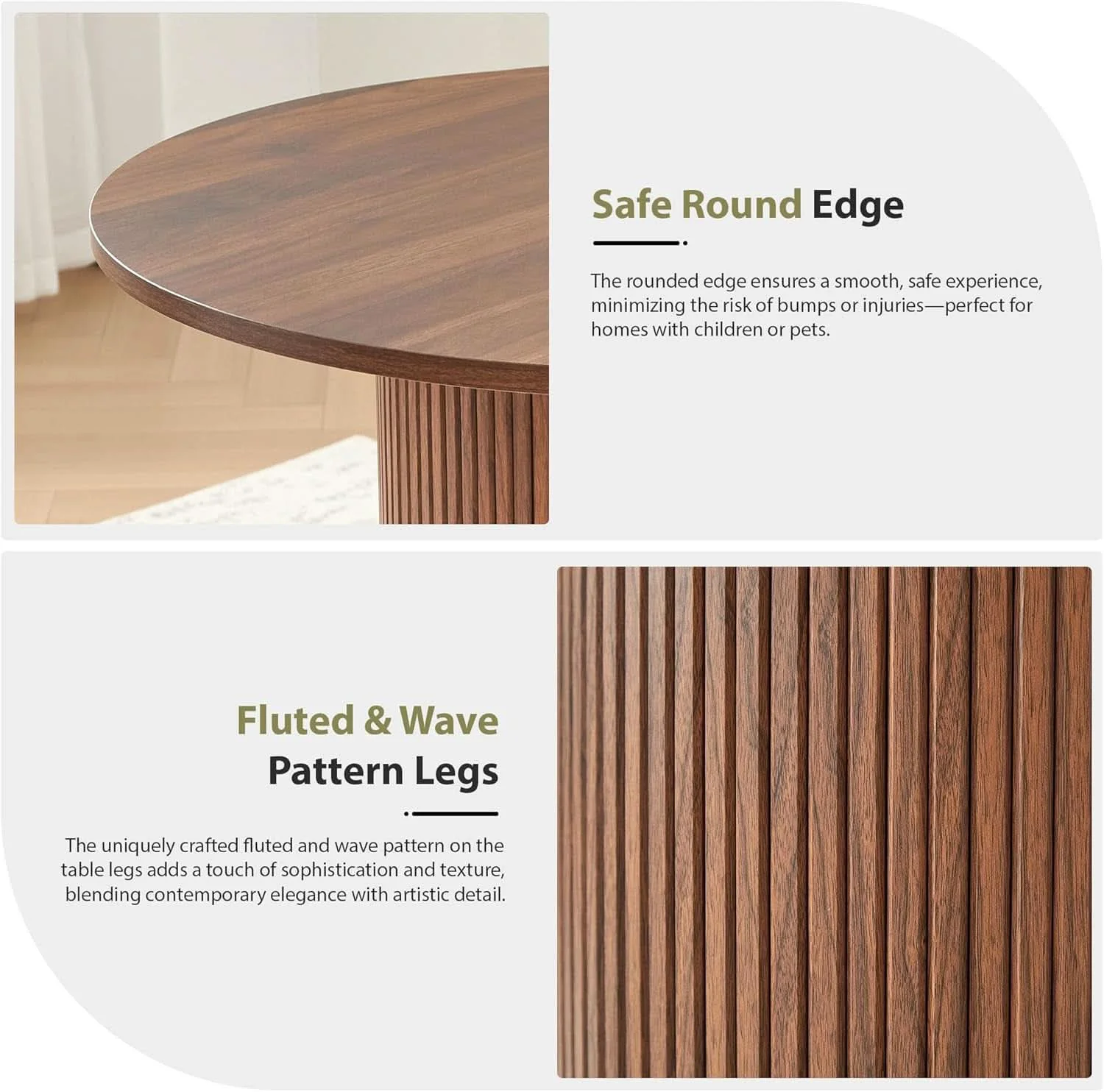 High-Grade 31.5 Inch Walnut Round Dining Table For Two To Four Casual
