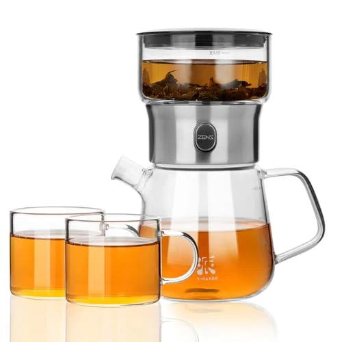 Crafted Modern Glass Infuser Pot Set with 2 Cups Innovative