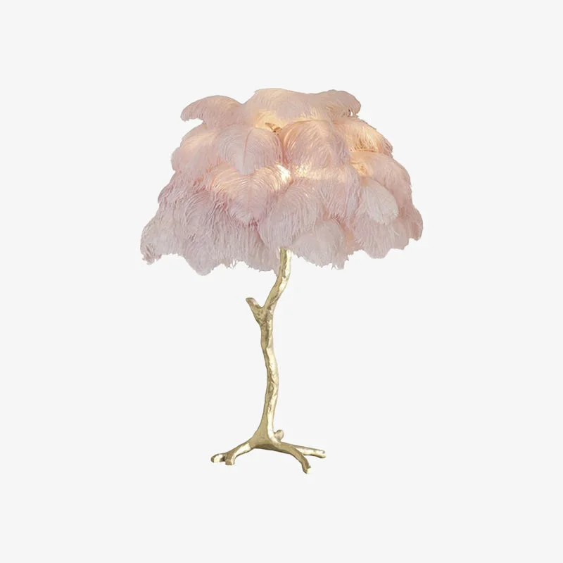 Expertly Made Colorful Ostrich Feather Table Lamp Original Design
