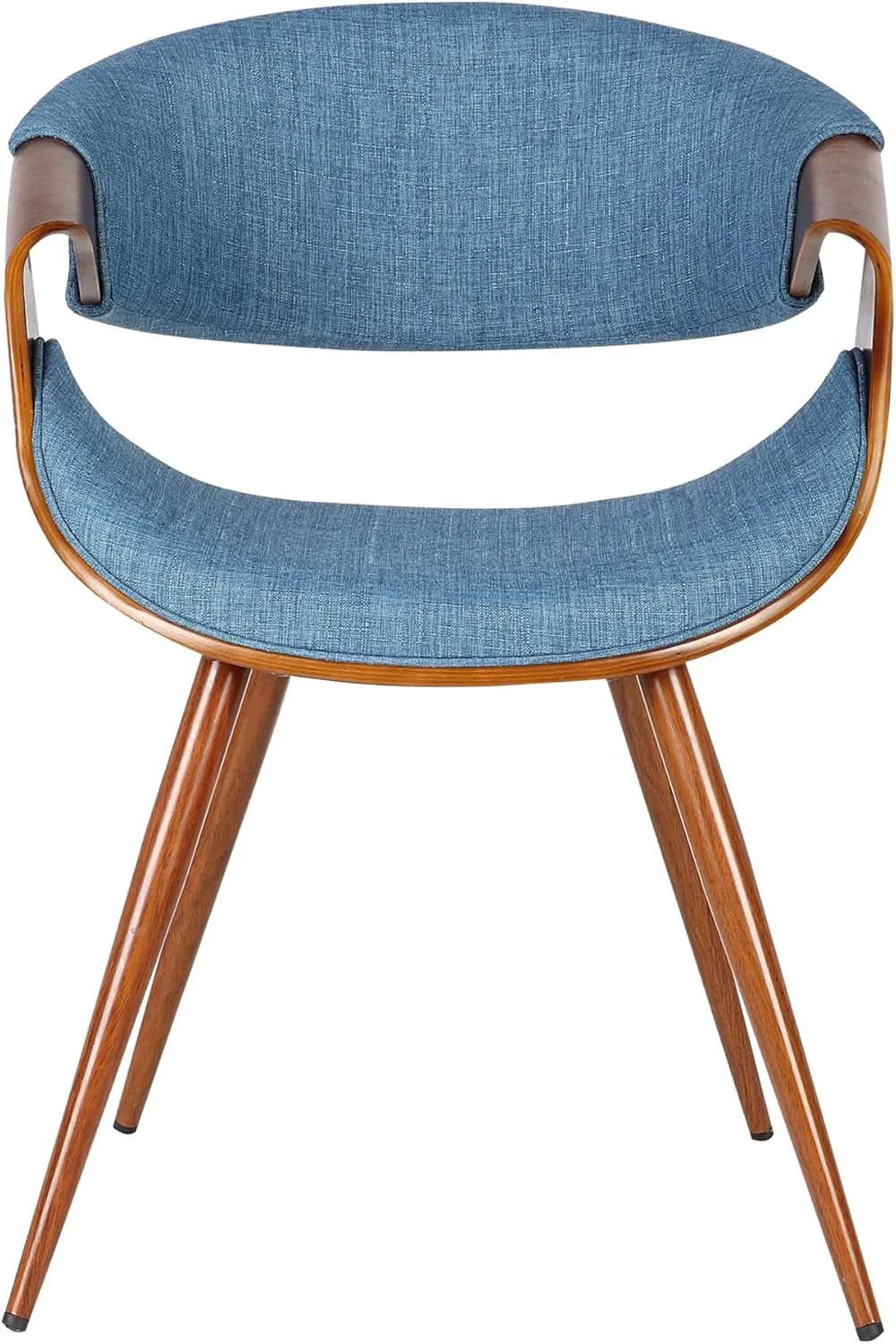 Casual Butterfly Mid Century Modern Dining Chair Blue Upholstery Walnut Finis Safe