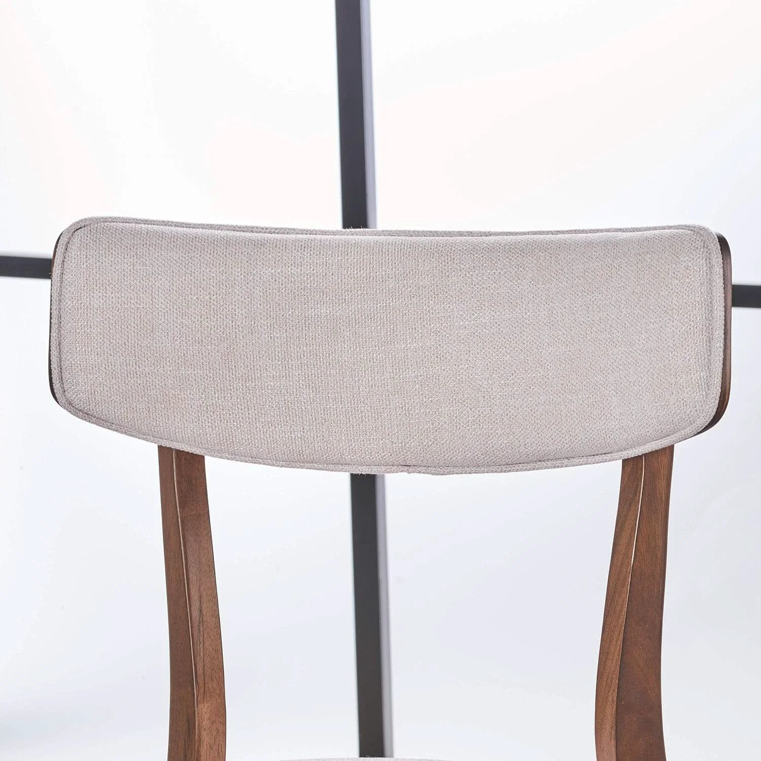 Original Design Mid Century Walnut Frame Dining Chairs Light Beige Set 2 Innovative