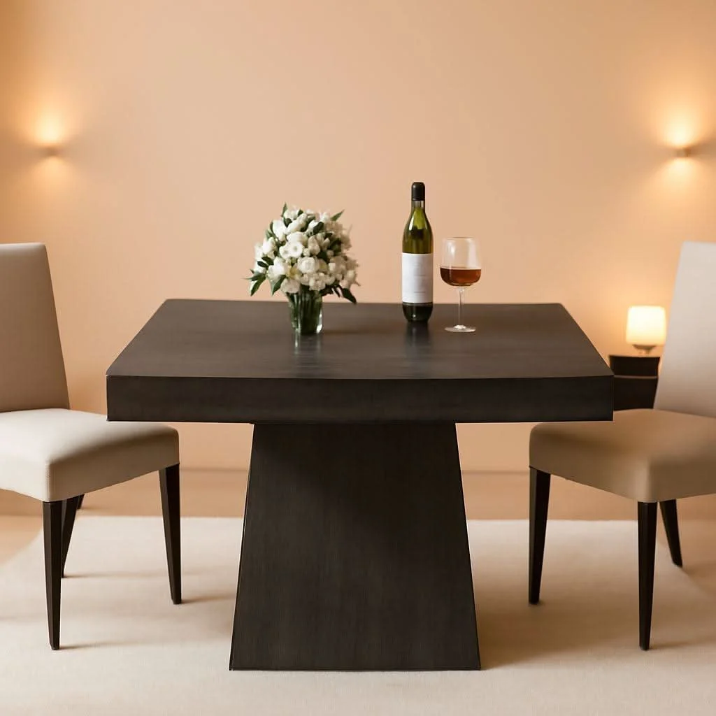 Long-Lasting Gray Square Dining Table 31.5 Inch Waterproof Top Seats 4 Lightweight