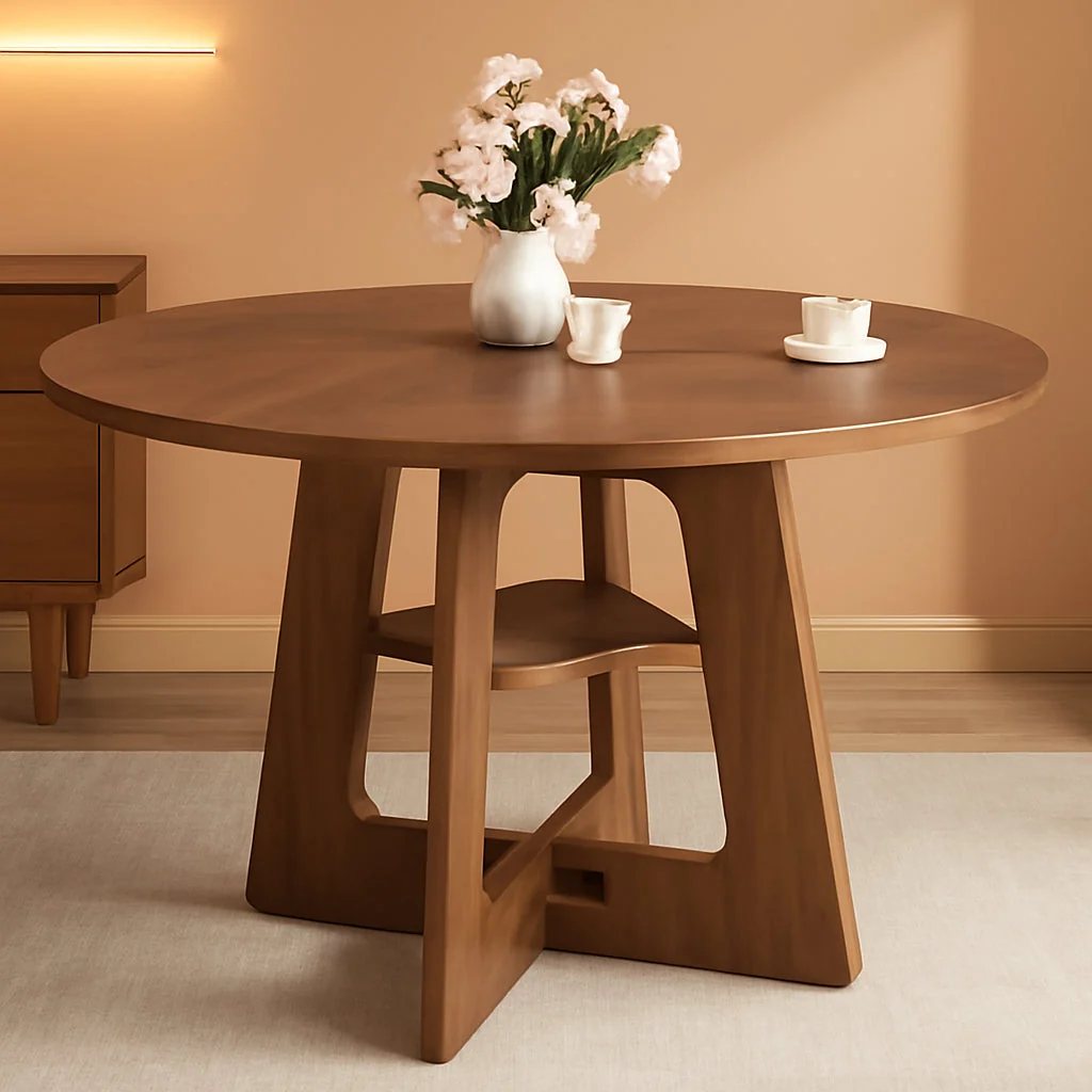 World-Class Contemporary Solid Wood 47 Inch Round Dining Table For Six Unique