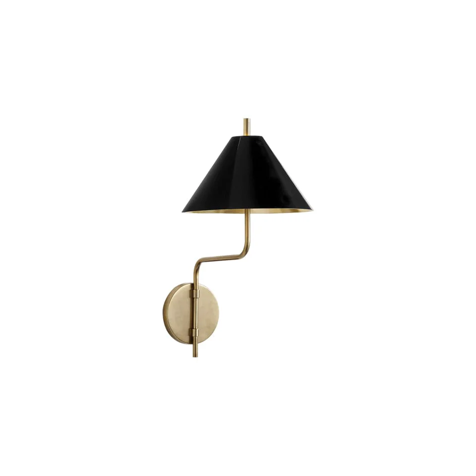 Soft Fabric Lampshade Brass Curved Wall Lamp Smooth