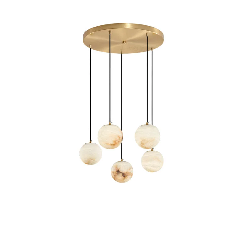 Outstanding Luxury Multi-Globe Alabaster Pendant Light Modern