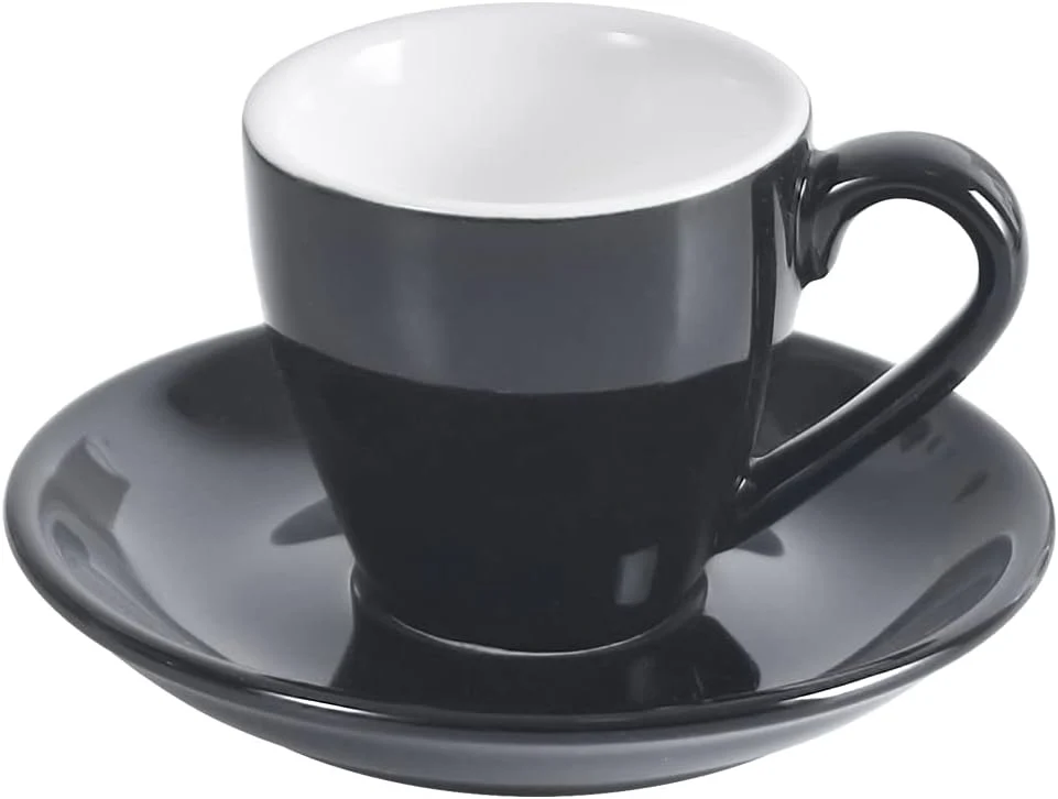 Smart Porcelain Espresso Cup with Saucer Espresso shot Cup 80ml 2.7Oz Black… Durable