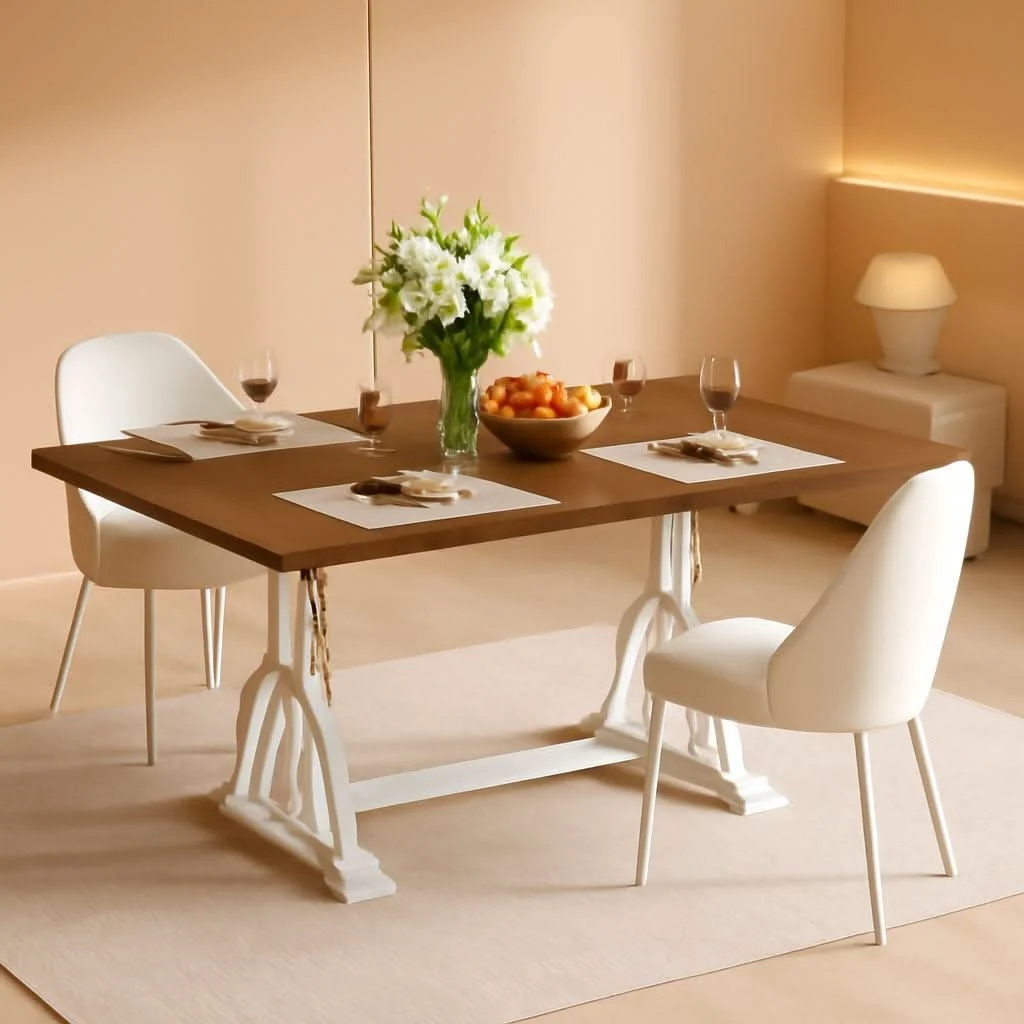 Practical Walnut Rectangular Dining Table With Thick Top Seats 6 8 Sustainable