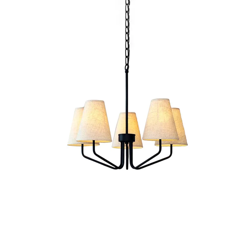 Authentic Fabric Conical Hanging Chandelier Practical