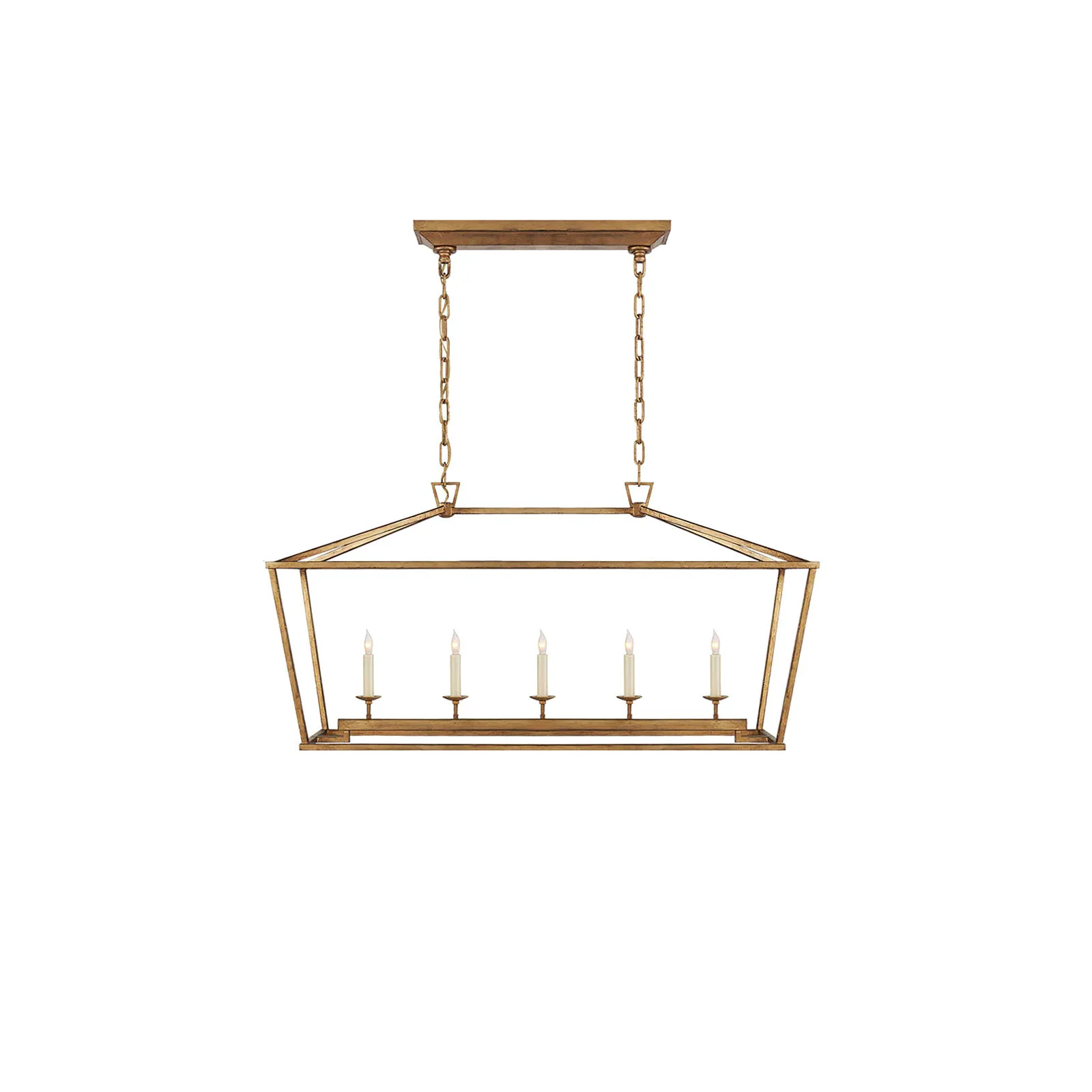 Clean Gold Rectangular Lantern Linear Chandelier Powerful