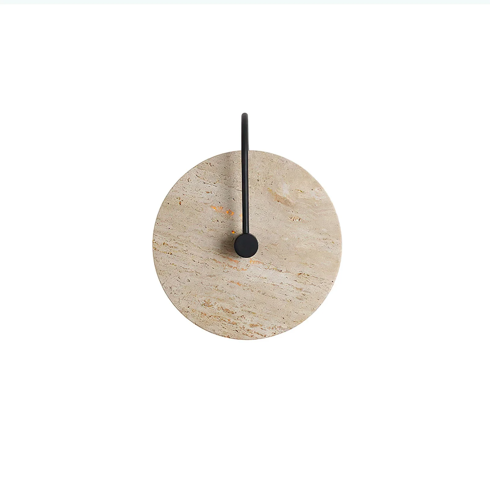 Organic Minimalist Circular Travertine Wall Sconce Carefully Designed