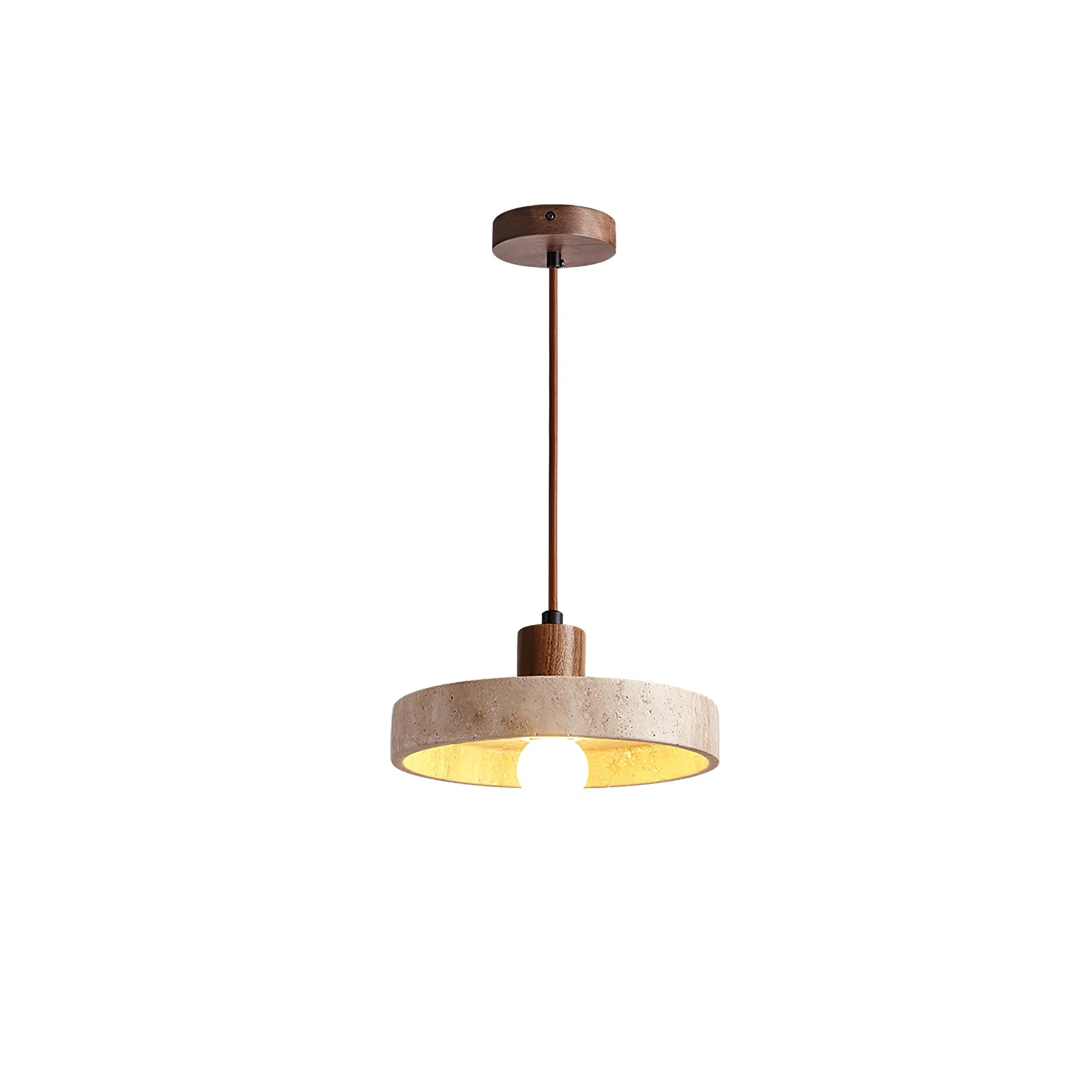 Enhanced Natural Walnut Wood and Stone Pendant Lamp High-Performance