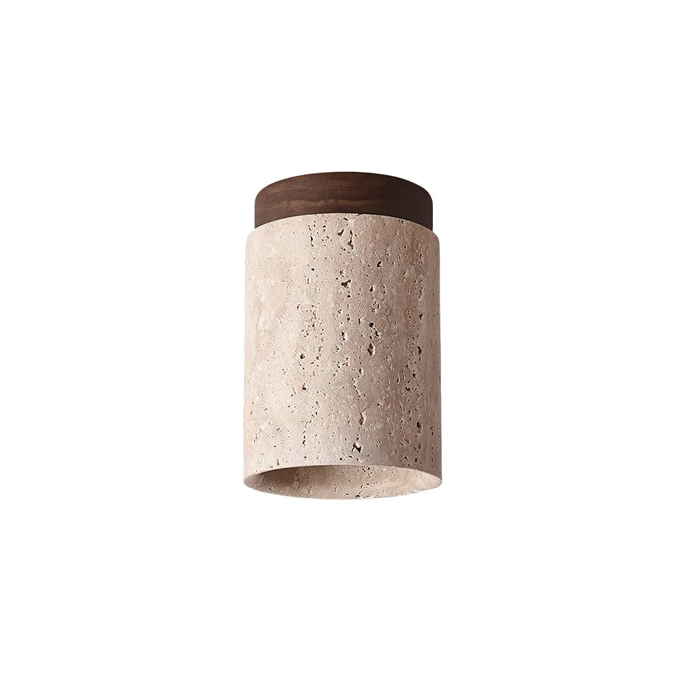 Authentic Wood and Stone Modern Flush Mount Light Stylish