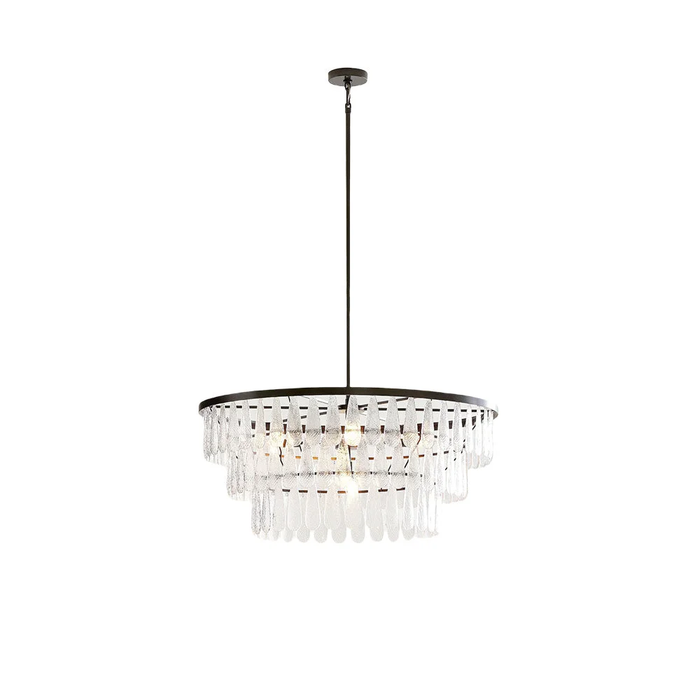 Green Gold Circular Textured Glass Chandelier Selected