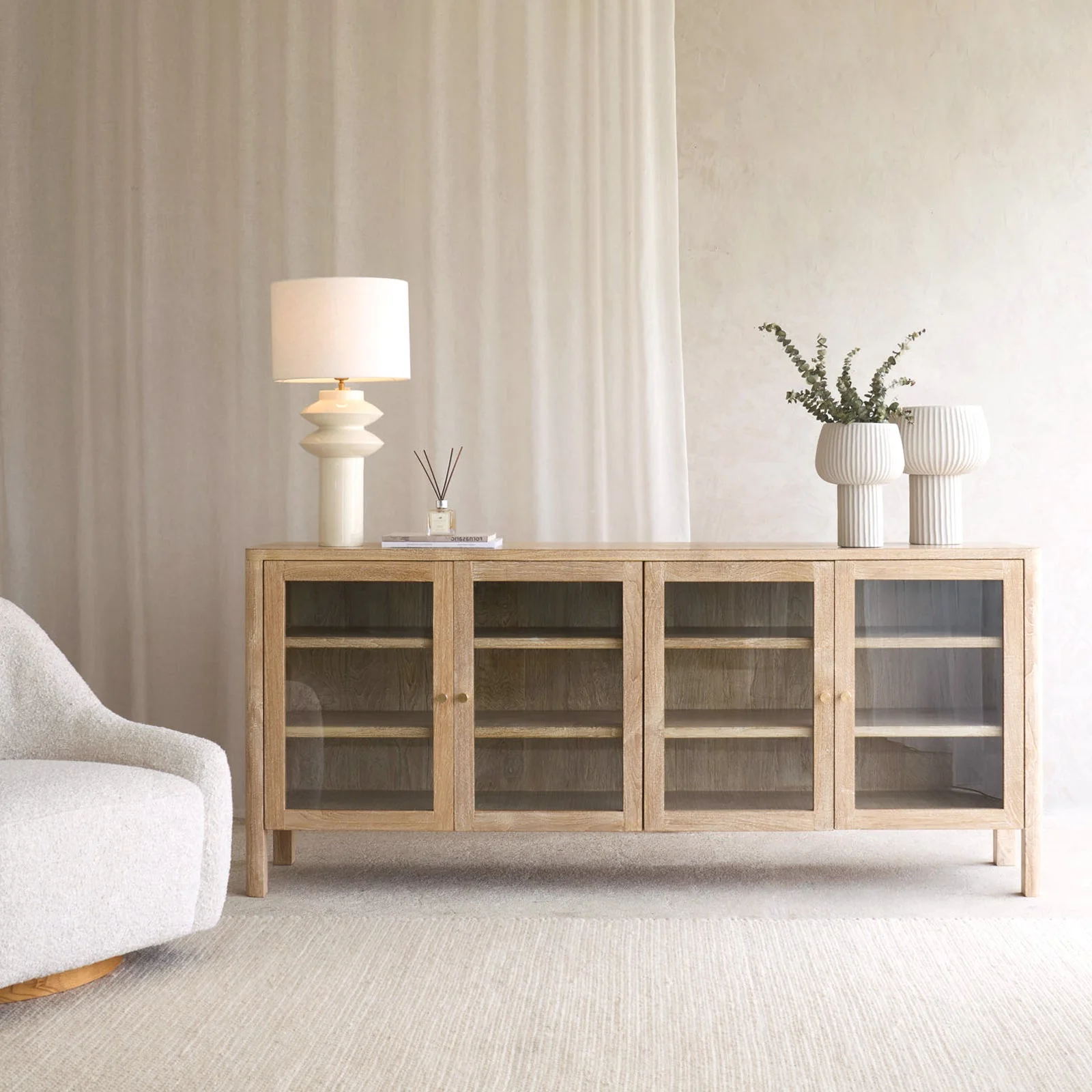 Eco-Friendly Cetara Sideboard Whitewash 200cm Comfortable
