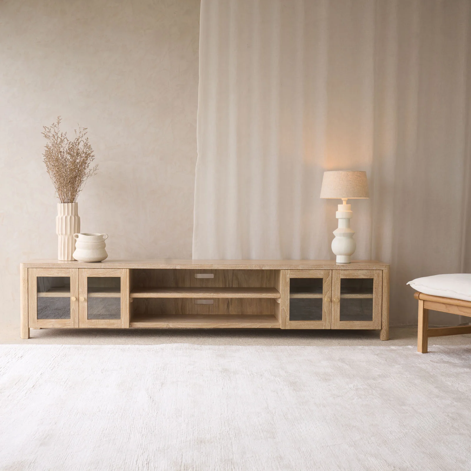 Safe Cetara TV Console Whitewash 220cm Reusable