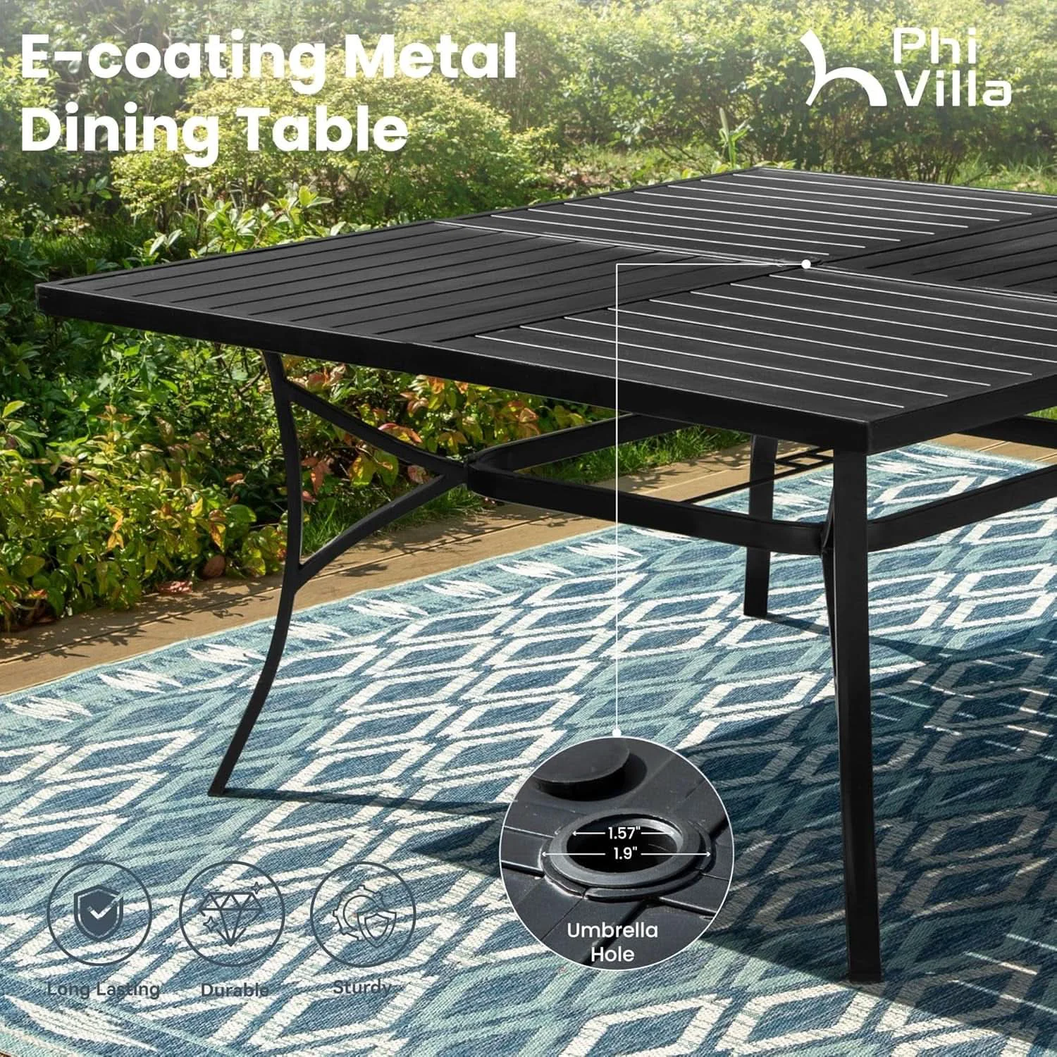 Effective 9 Piece Outdoor Dining Set Blue Patio Table With Chairs Enhanced
