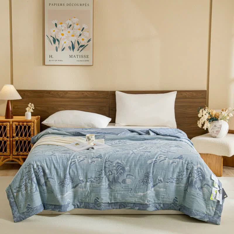 Fine Crafted Landscape Double Layer Cotton Gauze Breathable Quilt Modern
