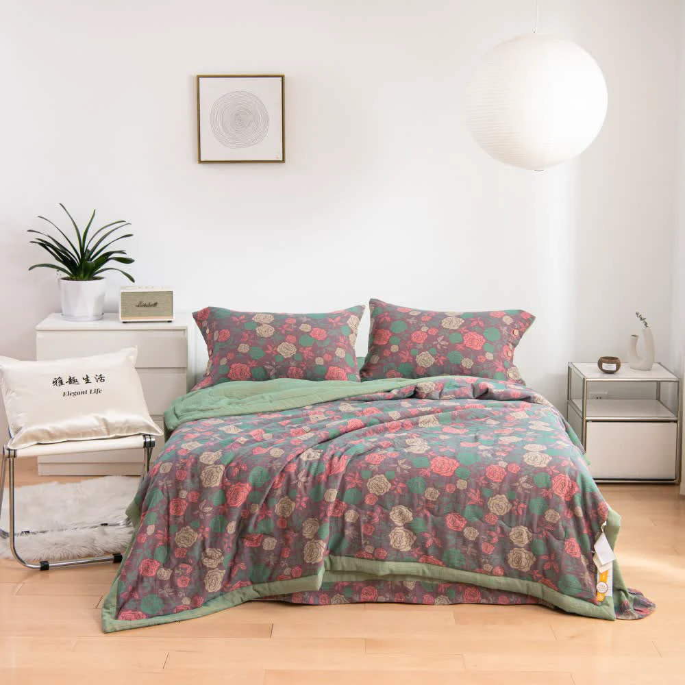 Smooth Vintage Rose Comfy Cotton Gauze Bedding First-Class