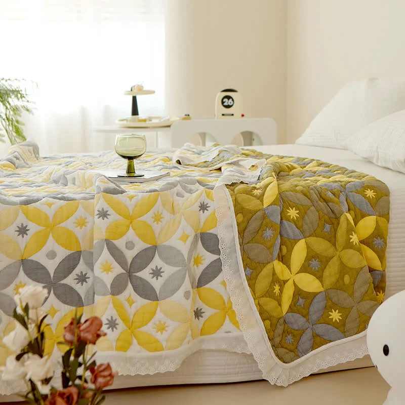 Fast Geometric Bamboo Fiber Lace Edge Quilt Reliable