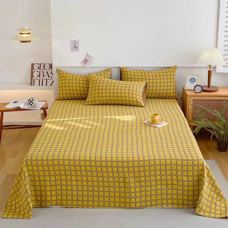 Proven Cotton Gauze Classic Plaid Flat Sheet Excellent